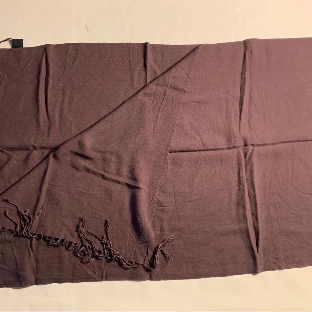 EUC/NWOT Fashion Scarf: Fringed, Purplish Brown, Wide, Rayon